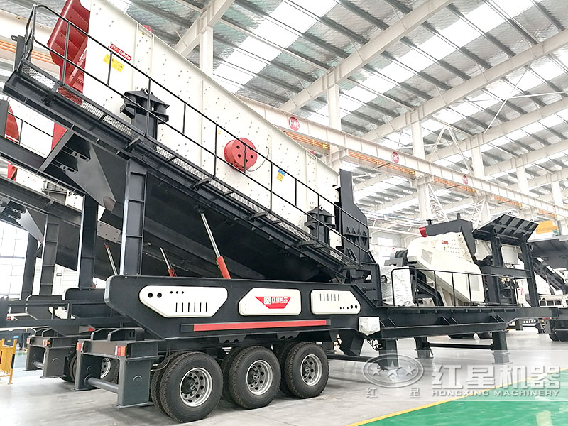 車載輪胎式移動(dòng)碎沙機(jī)，車頭牽引移動(dòng)作業(yè)方便