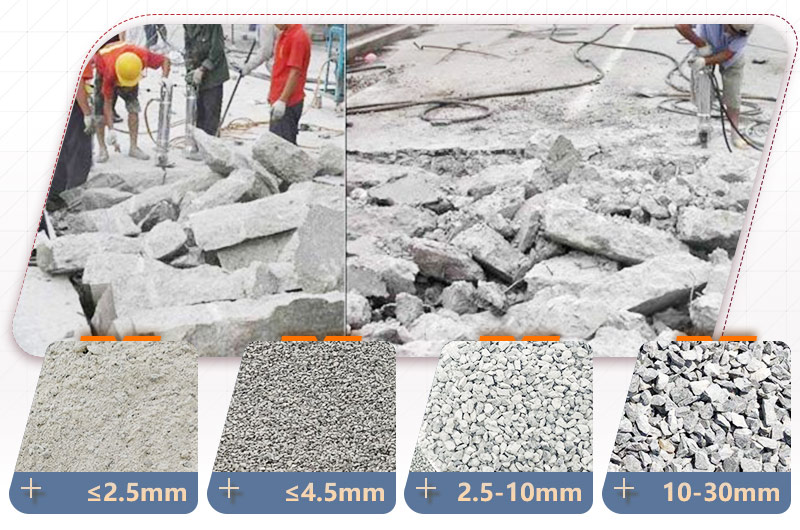 混凝土破碎多種規(guī)格成品，用途廣